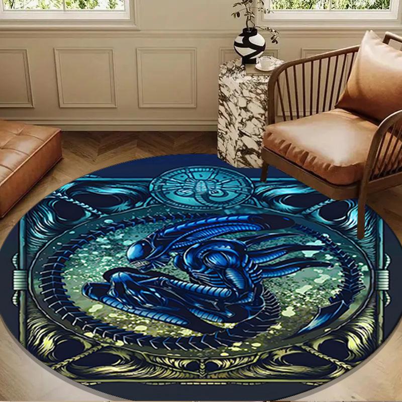 Alien Ornate Frame Round mat, Anti-slip Circle Carpet Chair rug For livingroom,Bedroom, doormat home decor Gift Christmas Gifts