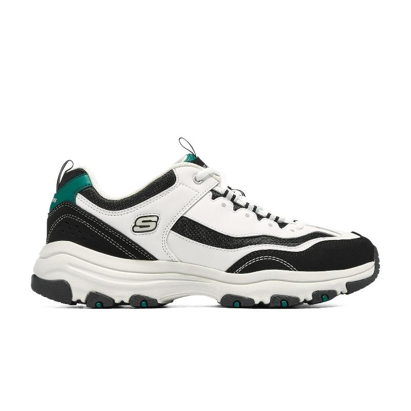 Skechers I-Conik D'Lites Мужские Белые Черные Низкие Папины Кроссовки Ткань Искусственная Кожа На Шнуровке Дышащие Поддерживающие 8790091-WBK