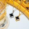 Necklace Without Fading Four-leaf Clover Micro-intact Zircon Fashionable Double-sided Versatile High-end Women