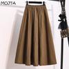 Women's Clothing High Waist Spring Autumn Plus Size Thin A-line Skirt Loose Casual Mid-length Skirt