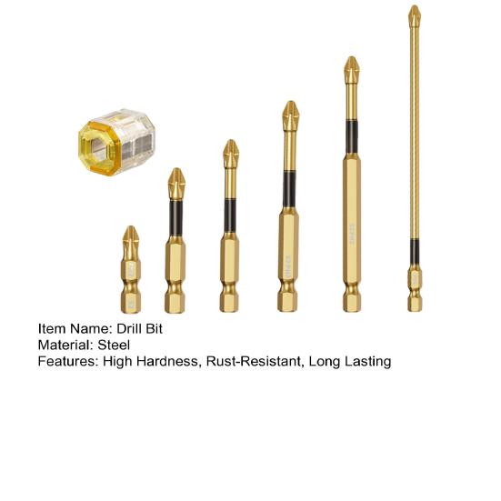 Набор из 6 сверл с магнитным наконечником, 60HRC, антикоррозийное покрытие высокой твердости