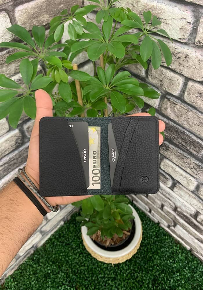 Guard Minimal Black Matte Leather Card Holder