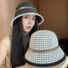 Дышащая шляпа-ведро с солнцезащитным козырьком, женская летняя шляпа-ведро с темпераментом, контрастные цвета, модная складная шляпа-ведро с солнцезащитным козырьком