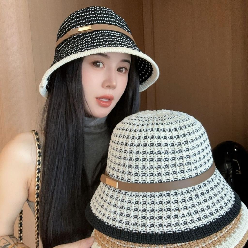 Дышащая шляпа-ведро с солнцезащитным козырьком, женская летняя шляпа-ведро с темпераментом, контрастные цвета, модная складная шляпа-ведро с солнцезащитным козырьком