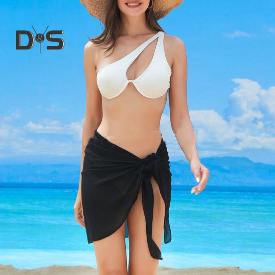 Женская пляжная юбка на шнуровке, однотонная, прозрачная, тонкая, быстросохнущая, струящаяся, солнцезащитная, бикини-накидка