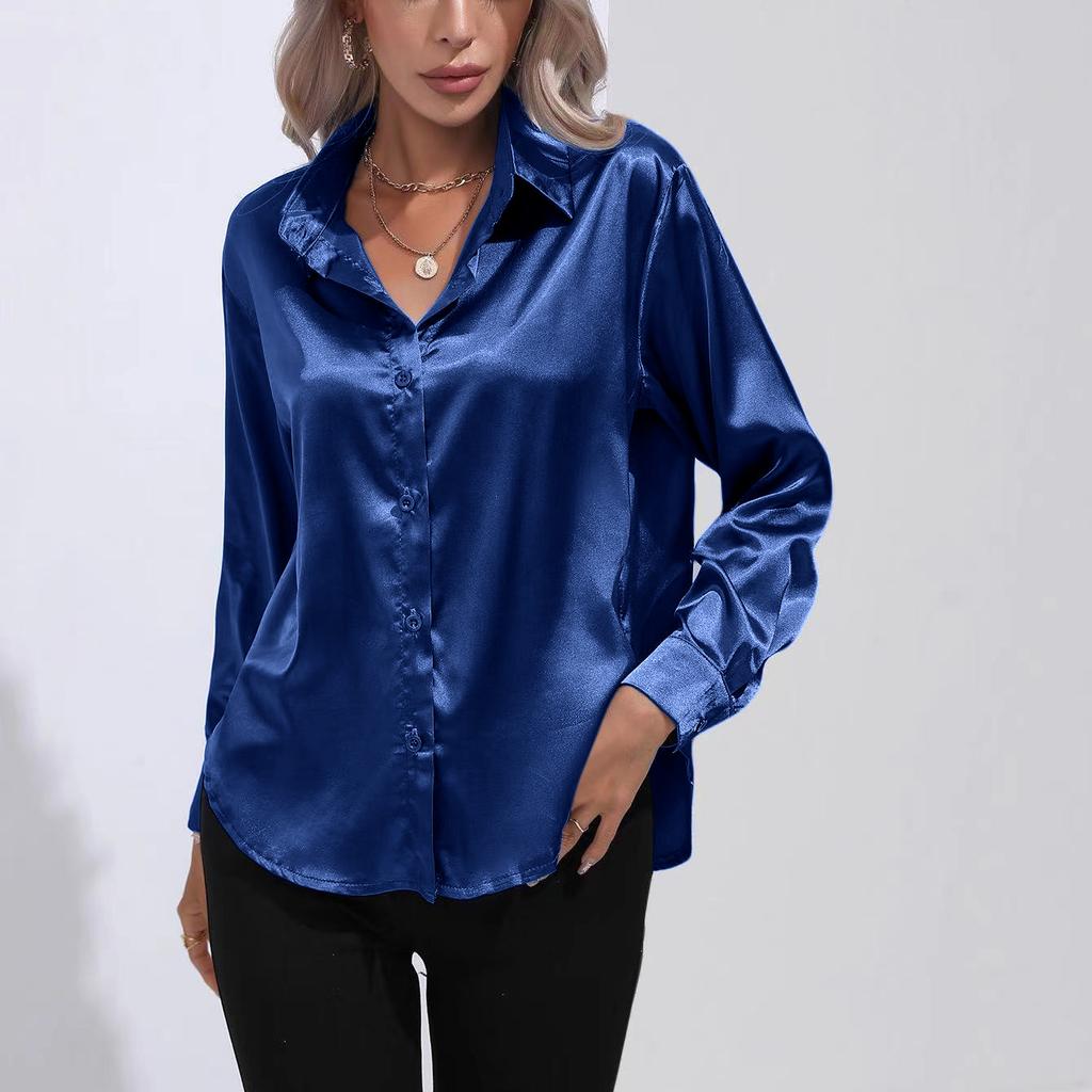 Женская простая блузка, весенний новый кардиган с V-образным вырезом, свободная рубашка с длинным рукавом и пуговицами