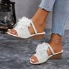 Women's Shoes 2024 Hot Sale Plus Size Women's Slippers Fashion Floral Daily Slippers Women New Peep Toe Wedge Slippers Zapatos