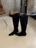 Suede Pile Boots Tall Knight Boots Women's Shoes 2025 Autumn and Winter Skinny Medium Heel Long Boots