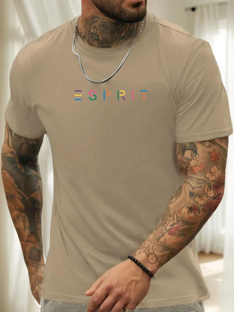 Short Sleeve TShirt ESPRIT Mens 100 Cotton Pattern Printed Shirt Summer Round Neck Breathable Casual Fashion Cool Tee