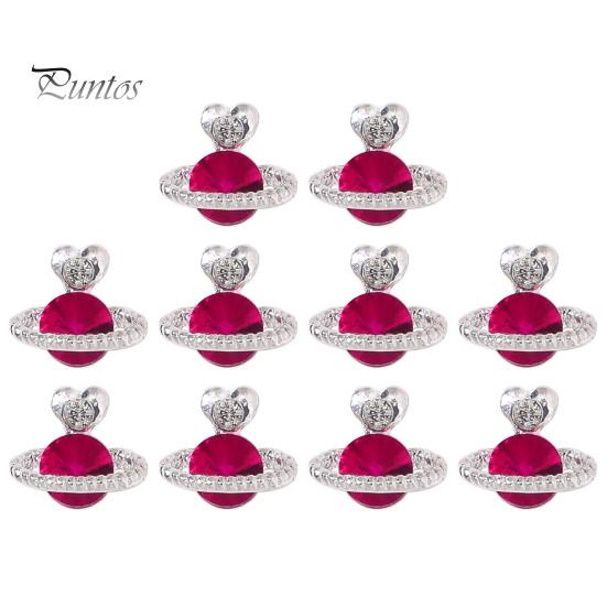 Nail Art Rhinestone 10Pcs Decor Heart 3D Planet Design Stunning Visual Effect Women Decoration Charm Glittering DIY Cubic Zirconia Jewelry for
