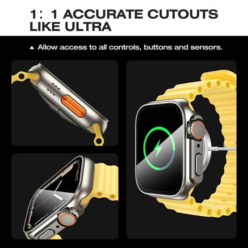 Защитный чехол для Apple Watch 10 42/46MM PC Cover+стеклянная пленка для IWatch Series9 8 7 SE 6 5 4 44/45MM Shell