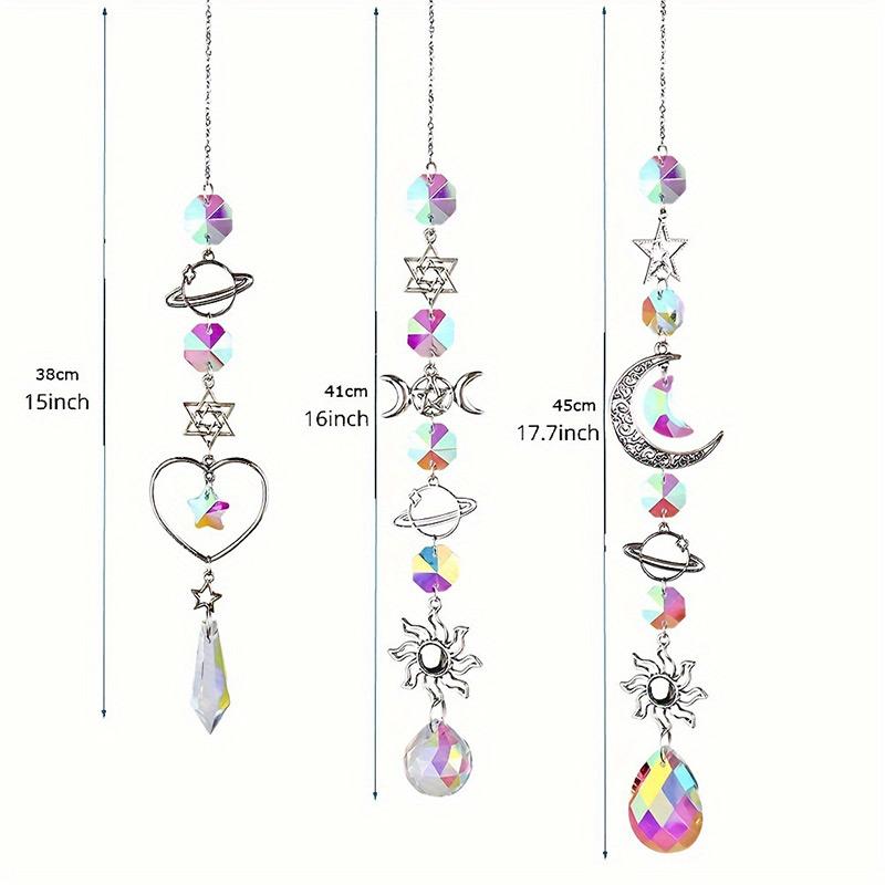Crystal Wind Chime Rainbow Maker Sun Catcher Star Moon Sun Shape Home Garden Courtyard Hanging Wind Chime Festival Decoration