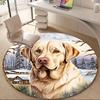 1PC Winter Dog Office Round Area Rug, Mat Suitable For Office, Under Office Chairs Bedroom Living Room Home Decor, Room Deco