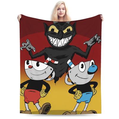 Мультяшная Игра Cuphead and Mugman Плед Флисовый Весна Осень Легкое Покрывало для Постели На Улицу Одеяло