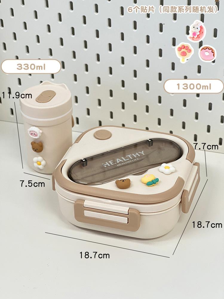 Ланч-бокс Bento Kawaii для девочек, портативный пластиковый ящик для пикника для школьников с отсеком для микроволновки, контейнер для хранения продуктов