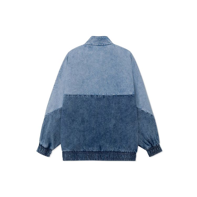 Li Ning вышитый логотип цветной блок свободная джинсовая куртка мужские куртки синий AFXR001-1