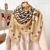 Retro fashion 130CM large square scarf women's beard scarf printed versatile high-end shawl scarf