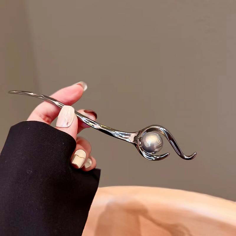 Модные черные жемчужные палочки для волос для женщин, простые металлические палочки для еды, заколка для волос, шпилька, головной убор, свадебное украшение, ювелирные аксессуары