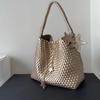 Gun Gun Medium Champagne Hand-woven Tote Bag Large Capacity Women's Commuter Underarm Bag Portable Shoulder Bag