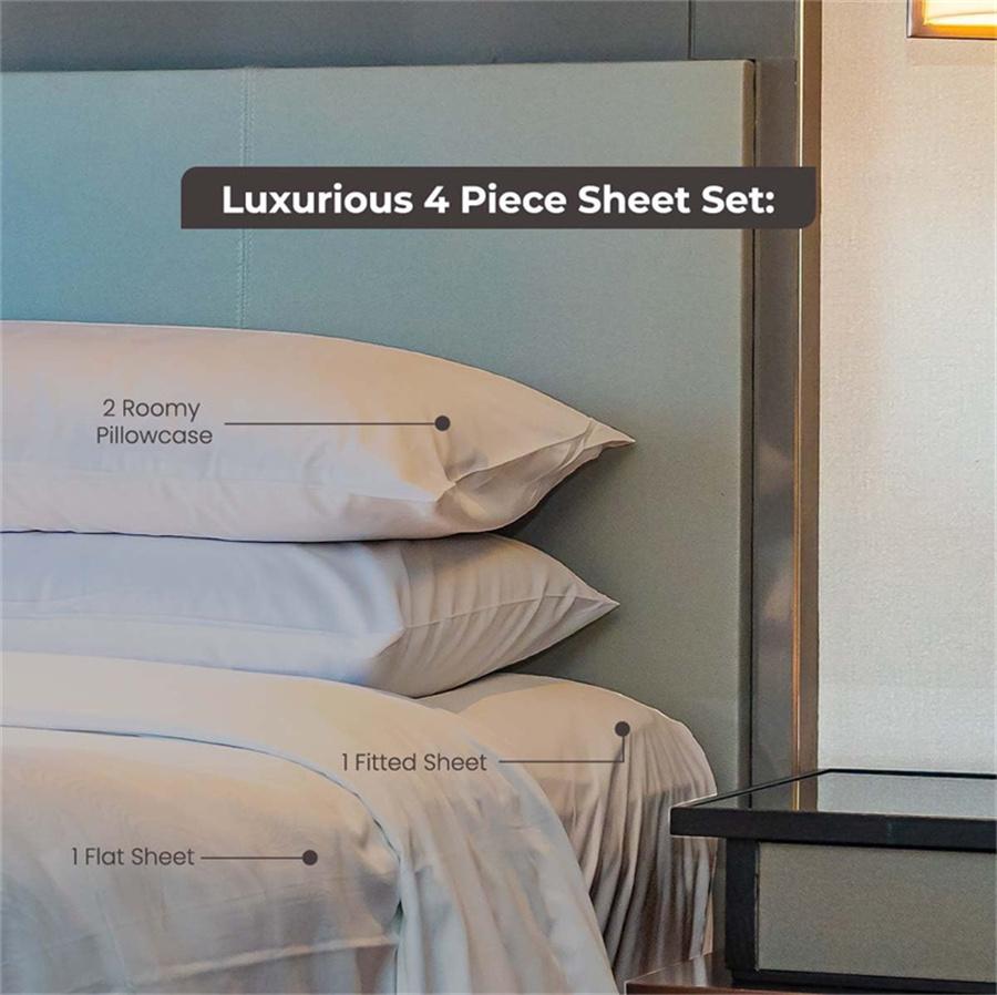 Мягкий комплект постельного белья из 100% египетского хлопка, плотность 1000 нитей, комплект постельного белья из 4/6 предметов, роскошная шелковистая простыня на резинке и плоская наволочка