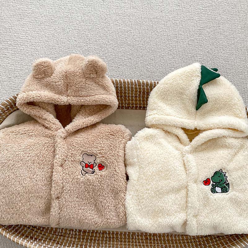 Cartoon Baby Romper Cute Dinosaur Bear Girls Onesie Cotton Hooded Long Sleeve Boys Bodysuit Autumn Winter Newborn Clothes