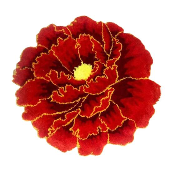 Fuzzy Floral Floor Mat Plush Peony Bath Rug with Anti Slip Backing Washable Flower Shaped Living Room Rug for Bathroom Nursery Bedroom Kitchen