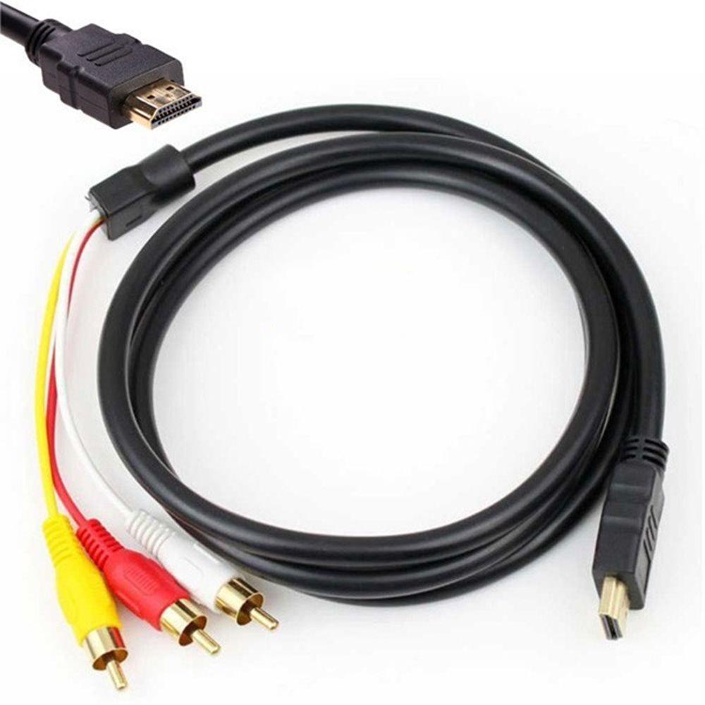 Practical Electronic Black HDMI Male To 3 RCA Cable Adapter Audio Video AV Cord 1080P 5FT