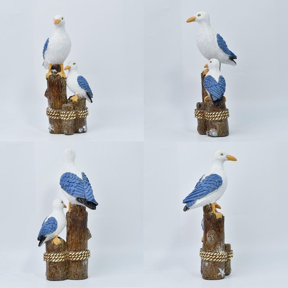 Waterproof Resin Seagull Figurine Handmade Small Sea Bird Statue Children's Room