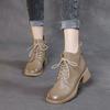 Thick-heeled Short Boots, Women's Cotton Shoes, Mid-heel, Versatile Lace-up Martin Boots, Retro High-top Women's Shoes