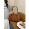 New Winter Big Size Soft Leather Women Large Retro Bowling Bags Commute Handbags High Quality Simple Shoulder Bag Brown