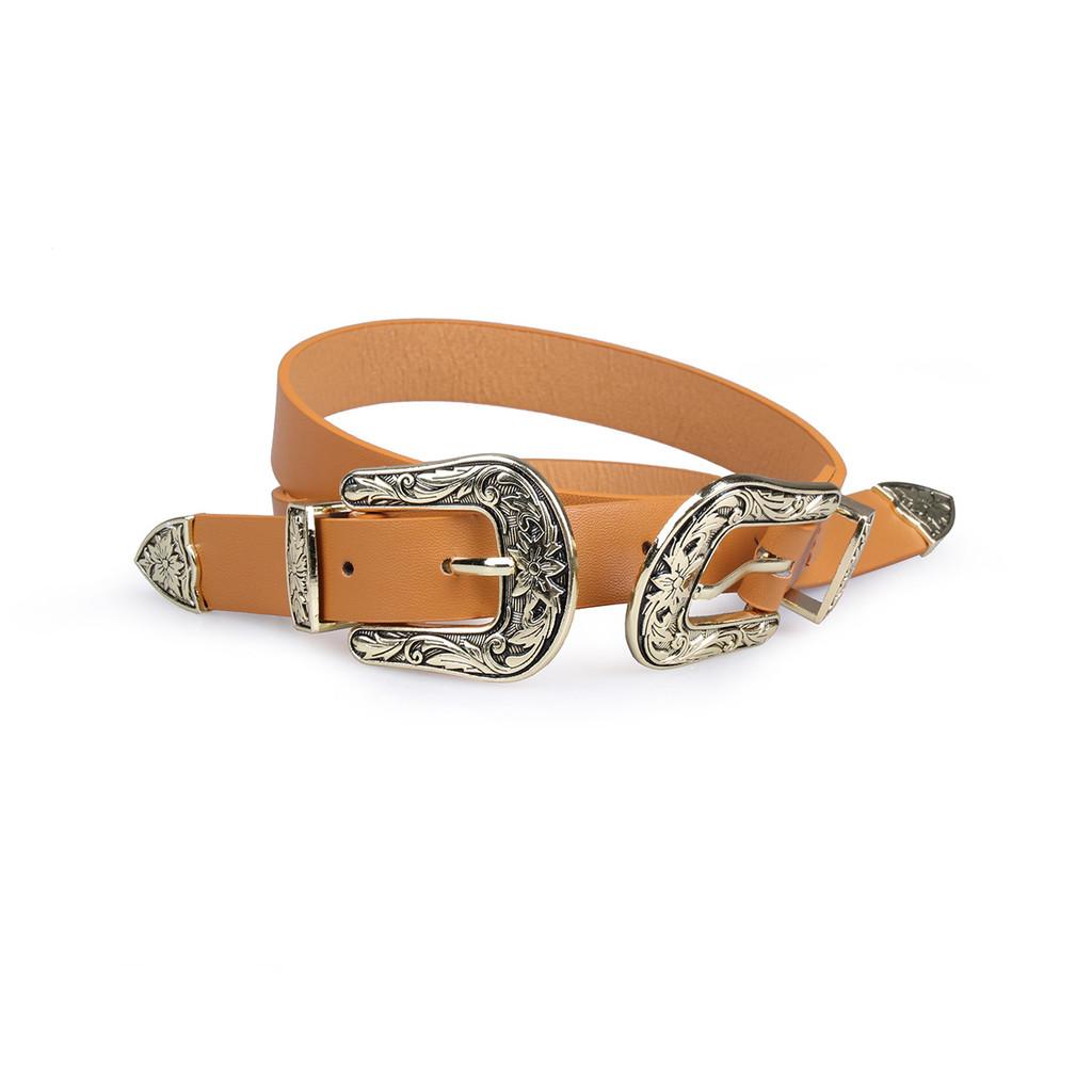 Vintage Floral Design Womens Faux Leather Belt With Alloy Buckle