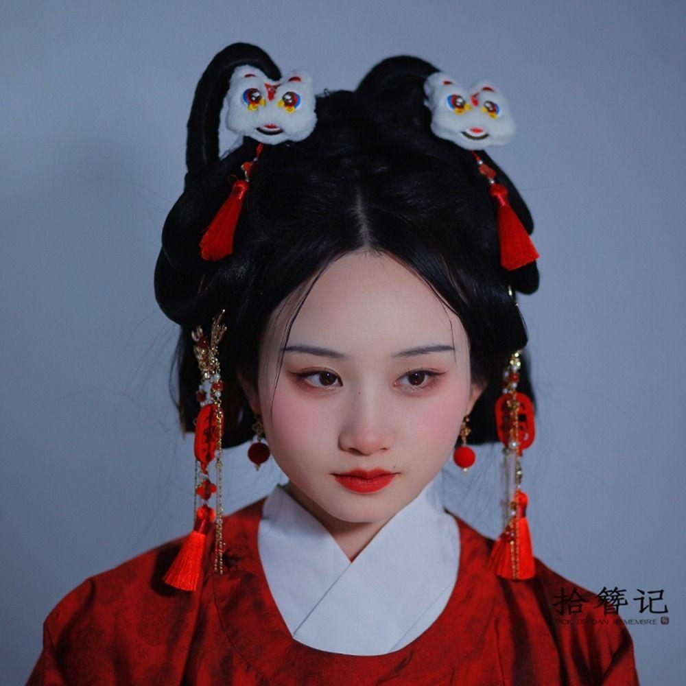 Вышивка Китайский Новый год Головные уборы Танец Льва Палочки для волос Ханфу Шпилька для волос в древнем стиле Дети