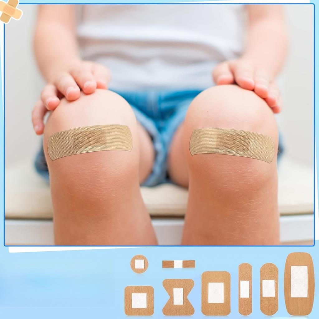 50 шт. Тканевые адгезивные пластыри - Гибкие дышащие средства первой помощи для ухода за ранами на кончиках пальцев и суставах, Семейный экстренный набор разных размеров