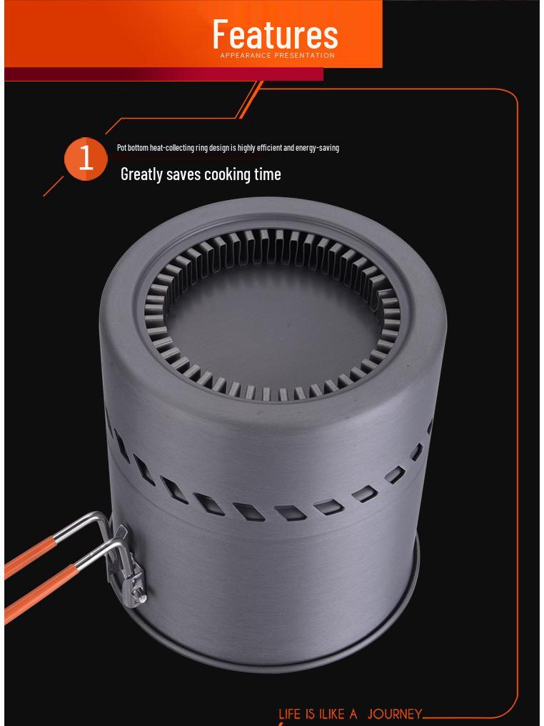 Портативный набор посуды для кемпинга: Кастрюля для сбора тепла, чайник и кассетная плита