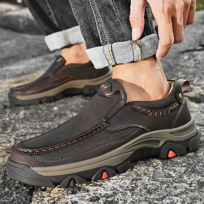 Fashion Man Travel Walking Shoes Outdoor Camping Hiking Shoes Mens Loafers Climbing Men's Footwear Men Genuine Leather Sports Sneakers