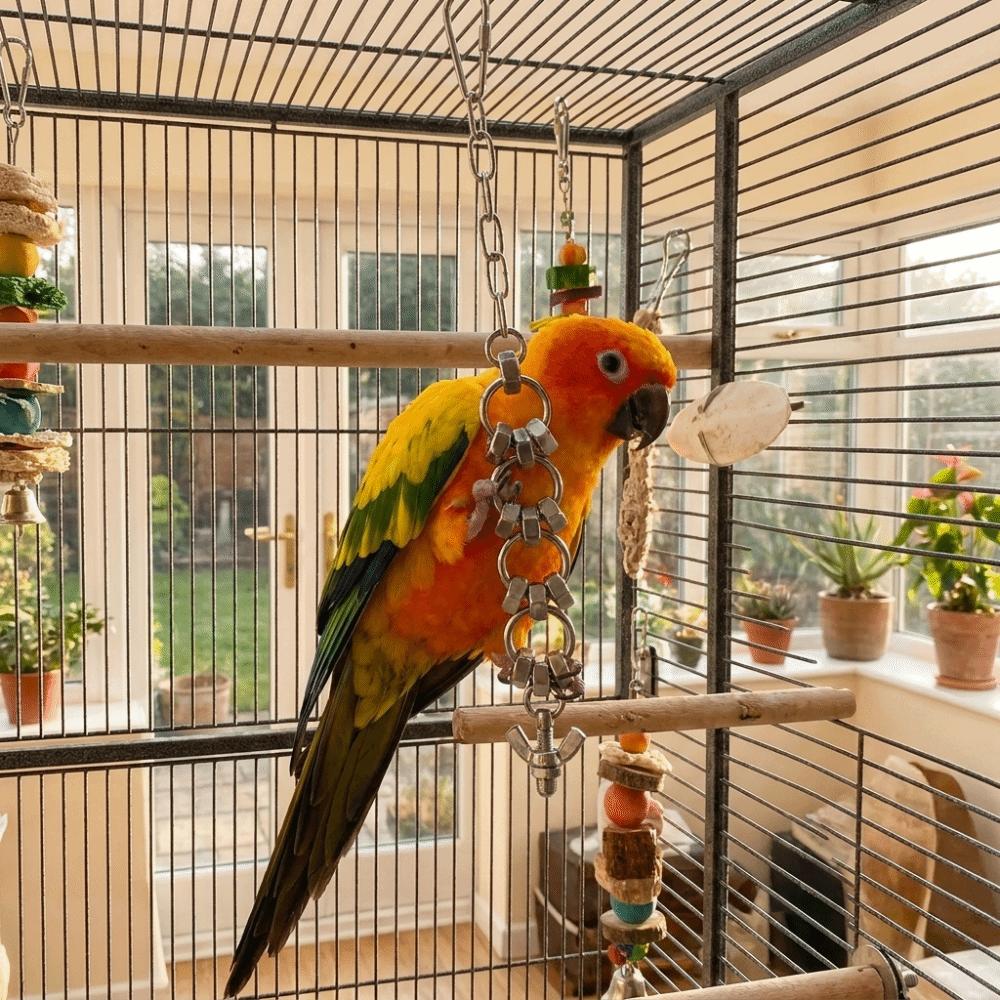 Wear-resistant Parrot Gnaw Toy Stainless Steel Bird Cage Toy Hanging Molar Toy  Development Puzzle