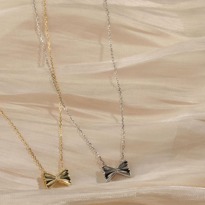 Милое женское ожерелье-бантик из французского ретро-легкого роскошного циркония с цепочкой на ключицу