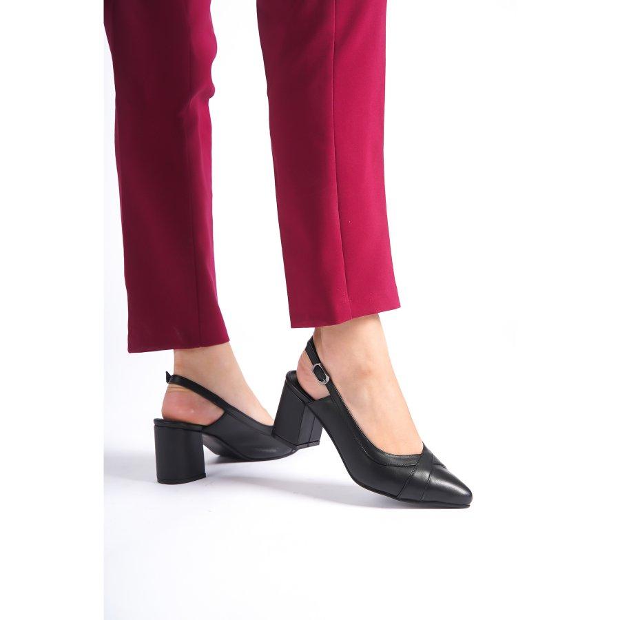 Женские классические туфли на каблуке из натуральной кожи с открытой спиной