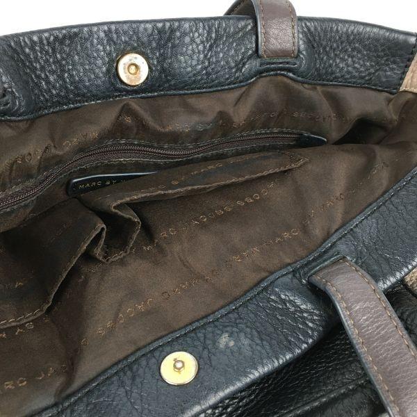 MARC BY MARC JACOBS Кожаная сумка-тоут Черный Серо-бежевый Двухцветный На плечо(ИСПОЛЬЗОВАЛ)