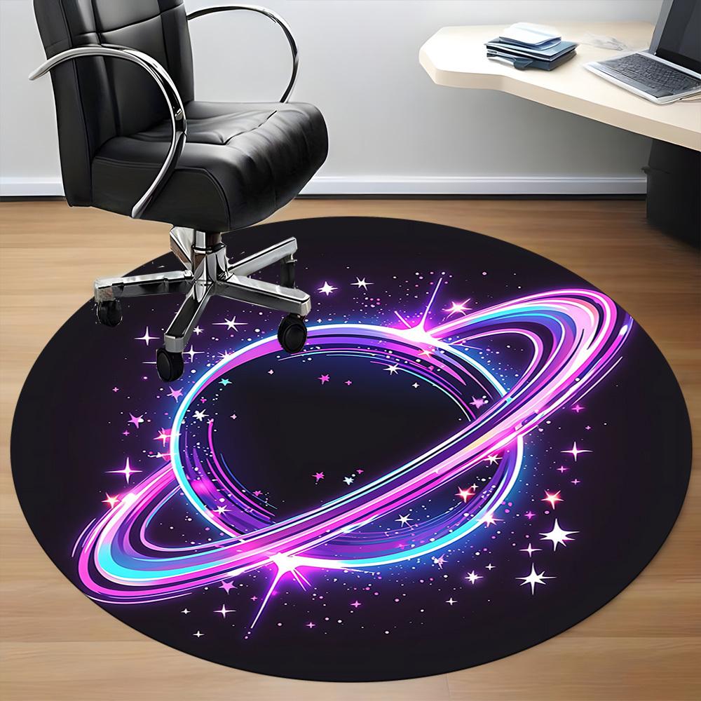 1pc Galaxy Rings Office Round Area Rug, Mat Suitable ForOffice, Under Office Chairs Bedroom Living Room Home Decor, Room Deco