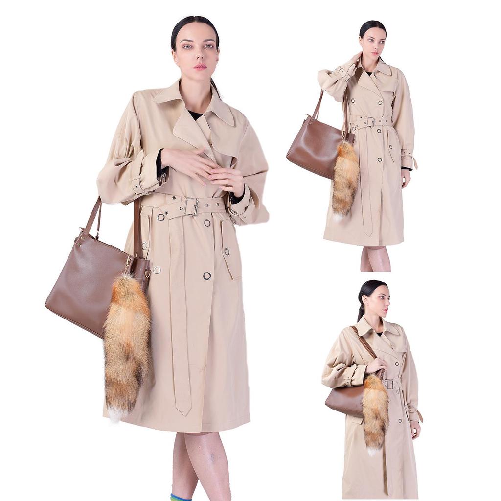 Серебристо-голубой кулон-шарм из натурального меха лисы - Женский аксессуар для сумки и брелок для ключей автомобиля