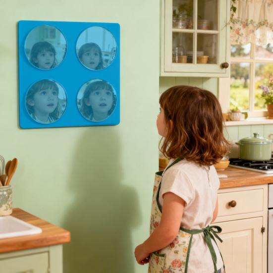 Зеркало-пузырь Акриловое сенсорное настенное зеркало для малышей Безопасный небьющийся дизайн Развивает зрительно-моторные навыки Интерактивная сенсорная игрушка