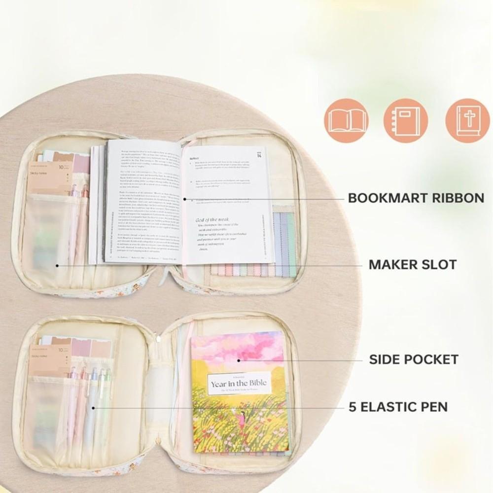 Dustproof Book Storage Bag Quilted Cotton Book Pouch Durable Book Bag Daily Commute