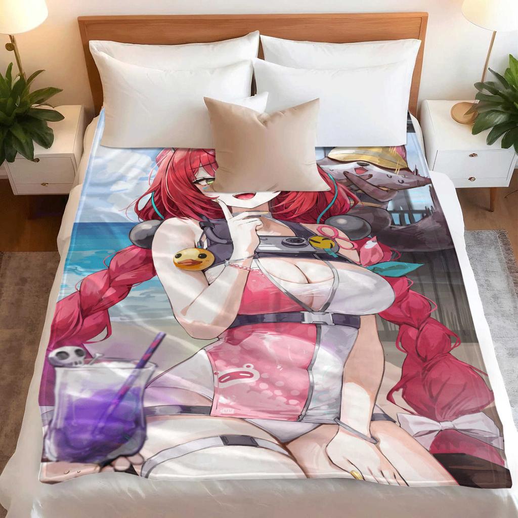 Cartoon Zenless Zone Zero Ukinami Yuzuha Flannel Blanket Cover Warmth Soft Anime Blanket Multifunctional Universal Blankets