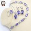 Purple Zircon Silver Color Jewelry Sets For Women Wedding Earrings Ring Necklace Bracelet