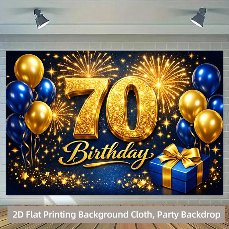 1 piece of 2D background fabric 2 polyester background fabric for the 70th birthday celebration scene party banner