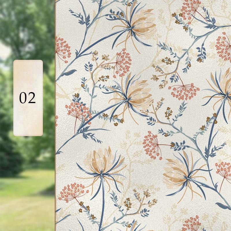 Винтажная пасторальная пленка для окон в романтическом стиле, защитная пленка для стекол, цветочная камелия, матовая статическая наклейка на стекло