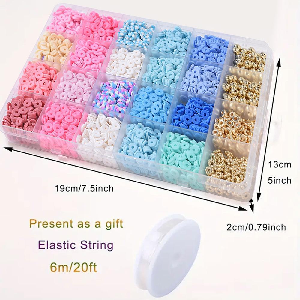 Набор для изготовления браслета из 24-сетчатой глины и рисовых бусин: Бусины 3 мм в 23 цветах для самодельных украшений