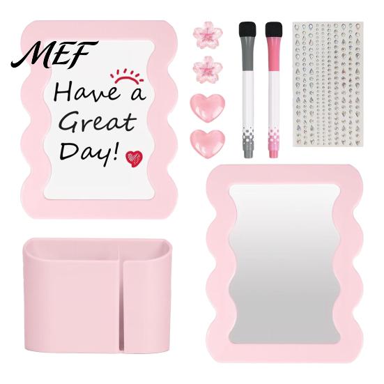 Magnetic Locker Organization Kit 10Pcs Accessories for Girls, Includes Mirror, Whiteboard, Pen Holder, Gift Teen Girls Magnets Stickers, Pink Decor &