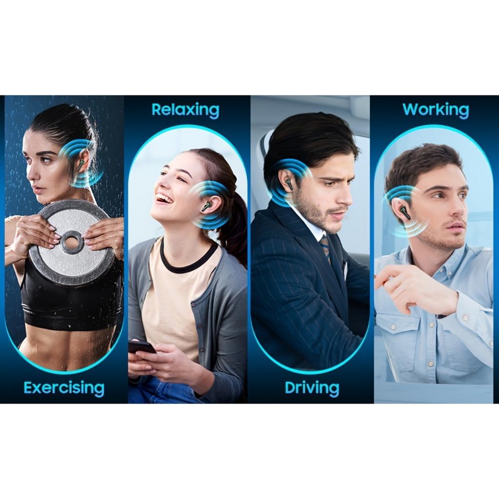 Беспроводные наушники с сенсорным управлением, встроенным микрофоном с шумоподавлением, зарядным чехлом Type-C, 15 часов воспроизведения, 2 часа быстрой зарядки